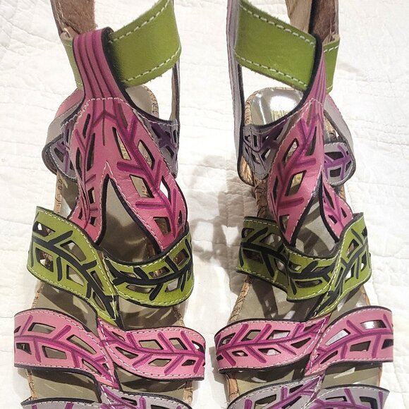 Multi Color BOHO CHIC Leather Sandal - Picture 3 of 6